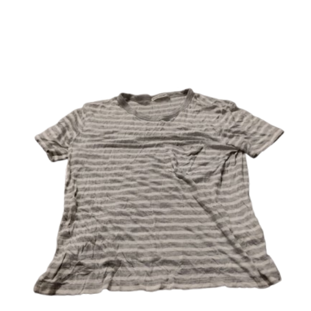 Alexander Wang Striped Gray and White Pocket Short Sleeve Tee Shirt Sz L